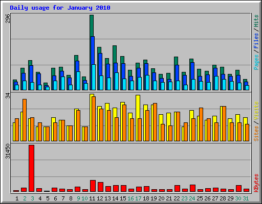 Daily usage for January 2010