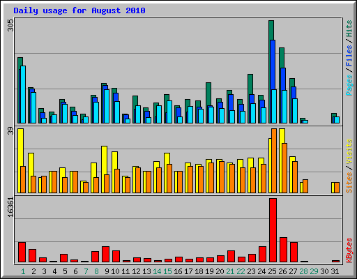 Daily usage for August 2010