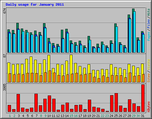 Daily usage for January 2011