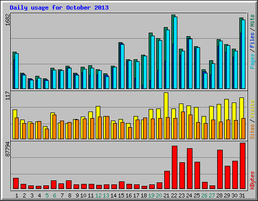 Daily usage for October 2013