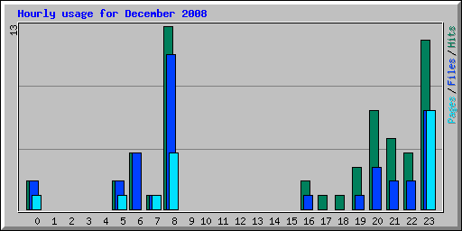 Hourly usage for December 2008